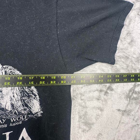 Vintage 80’s Jerzees Canis Lupas Gray Wolf Montana Black Graphic T-shirt Size L - Picture 4 of 6